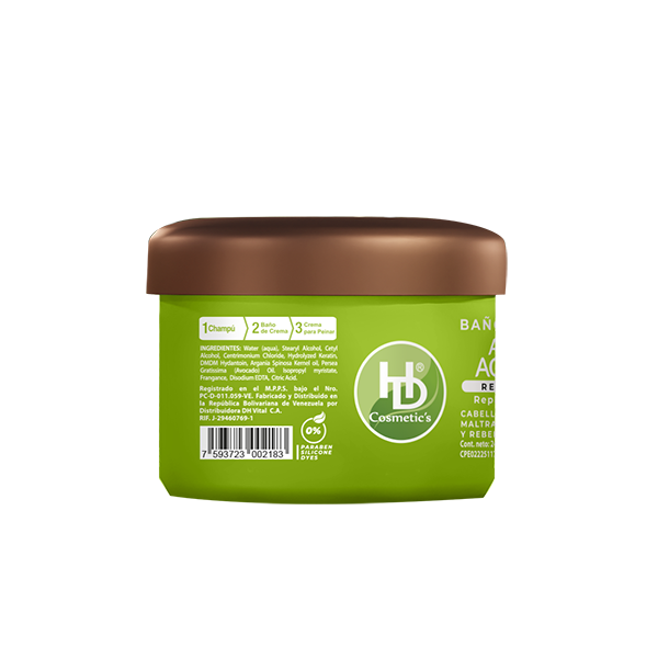 HD Cosmetics - Reverso del producto baño de crema argan y aguacate 2