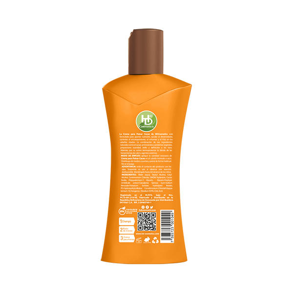 HD Cosmetics - Reverso del producto crema para peinar cacao
